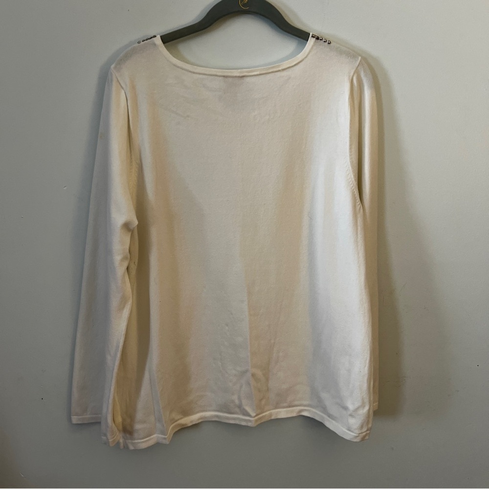 Chico's White Sweater with Silver Embellishments - Picture 4 of 9